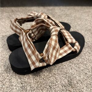 Loeffler Randall Maisie Brown Gingham Strappy Sandals